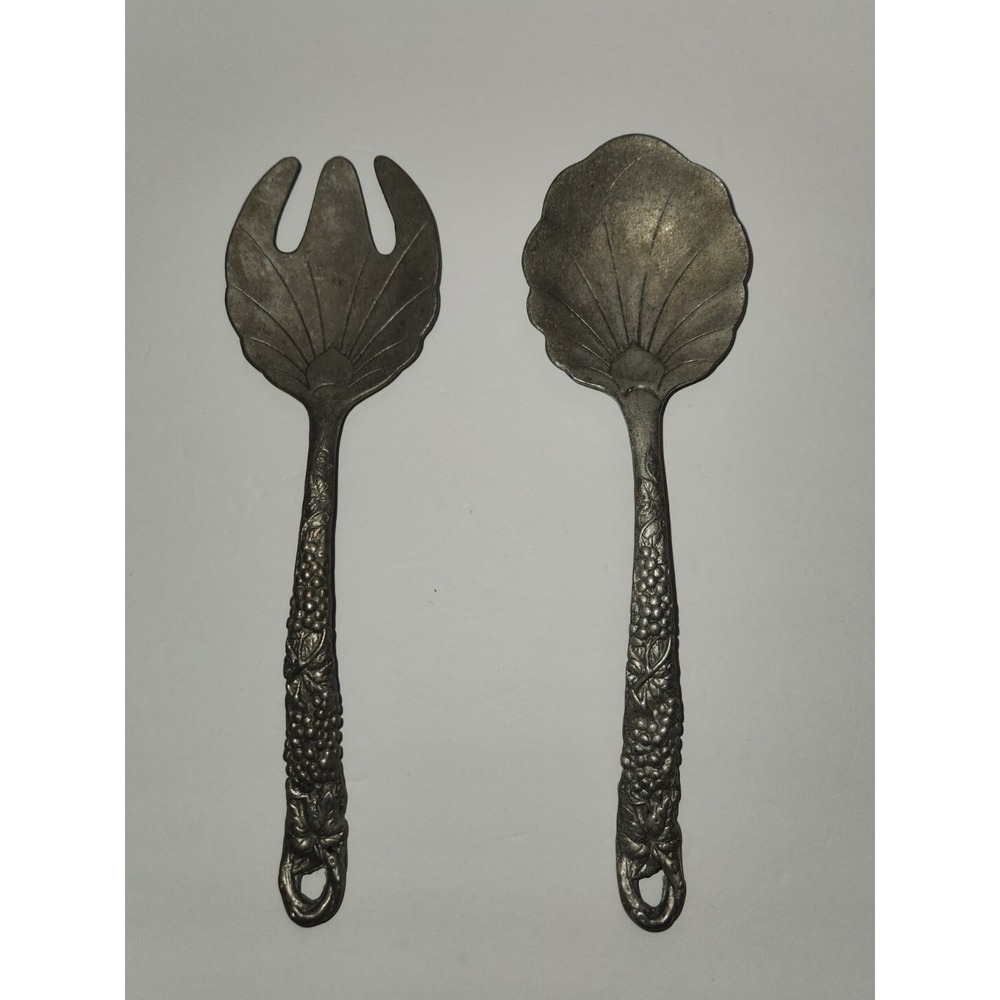 Vintage ARTHUR COURT Grapevine Aluminum SERVING SALAD SPOON FORK SET 1990 GUC